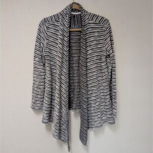 Kuhl Women Open Cardigan Sweater Black White Stripe M Waterfall
